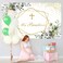 TENCOW Mi Bautizo Backdrop First Holy Communion Baptism Background Newborn Baby Shower Gold Glitter Background Greenery Eucalyptus Photo Booth Props 7x5ft