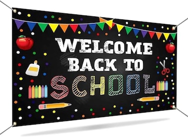 Mocsicka Back to School Backdrop First Day of School Photo Backdrops First Day of Kindergarten Pencil Welcome Back to School Party Decorations Banner
