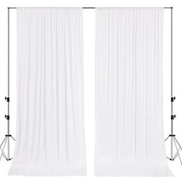 Mohoeey 10 ft x 10 ft White Backdrop Curtains Panels Wrinkle Free Polyester Photography Backdrop DrapesWedding Party Home Decoration Supplies