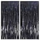 MORANTI 328 ft x 656 ft Iridescent Black Sparkle Metallic Tinsel Foil Fringe Curtains for Party Photo Backdrop Birthday Wedding Decorations Shiny Black 2 pcs