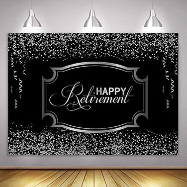 MTMETY 10x7ft Silver Glitter Lights Congrats Retirement Photography Background Vinyl Retirement Party Banner Backdrop