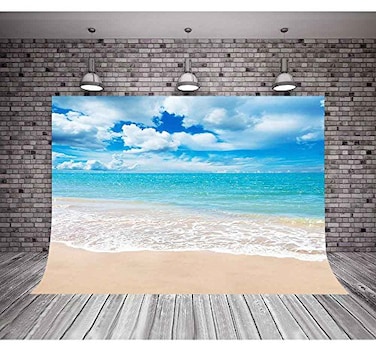 MTMETY 10x7ft Vinyl Tropical Beach Photo Backdrops Blue Sea and Sky Background Customized Photo Background Studio Props GEME744