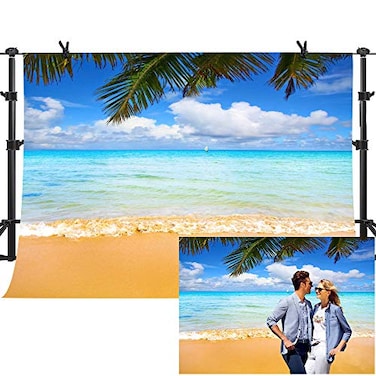 MTMETY Summer Photography Backdrop Sea Beach Photography Backdrops Blue Sky Photography Background Props for Studio Vinyl10x7ft