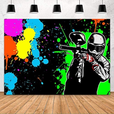 FHZON Pigment Splash Backdrop 7x5ft Shooting Game Abstract Graffiti Painting Photography Background for Birthday Carnival Party Photo Booth Video Studio Props PTBLSFH6