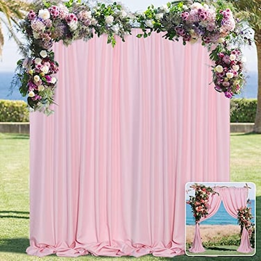 MYSKY HOME Pink Backdrop Curtain for Parties Rod Pocket Pink Curtains Photography Backdrop Drapes Privacy Fabric Decoration for Birthday Party Wedding Baby Shower Home Decor 5ft x 10ft 2 Panels