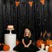 SquarePie 7x7ft Black Sequin Backdrop for Photography SatinBacked Real Sequin Curtain Enhanced Coverage Shimmering Background with 4 Rod Pocket for Wedding Birthday Party Decor 1 Panel