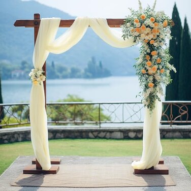 gogoparti Wedding Arch Draping Fabric Beige Arch Drapes Sheer Backdrop Curtain for Ceremony Photo Wedding Decor 19Ft Length x 28 Width 1 Panel