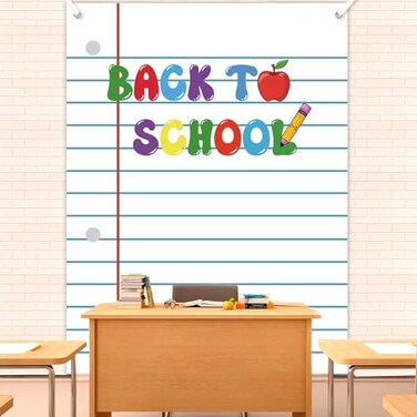 Zliisang 59x36ft Notebook Back to School Door Cover First Day of School Classroom Backdrop Decoration Lined Paper Banner Welcome Kindergarten Preschool Elementary Wall Room Decor