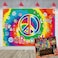 TENCOW 8X6FT 60s Hippie Theme Backdrop Peace Love Photography Background for 60s Hippie Theme Boho Carnival Party Decoration Banner