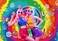 TENCOW 8X6FT 60s Hippie Theme Backdrop Peace Love Photography Background for 60s Hippie Theme Boho Carnival Party Decoration Banner