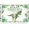 Hilioens 53ft Threerex Birthday Backdrop for Boys Dinosaur 3rd Birthday Green Leaf Background 3 Years Old Dinosaur Theme Party Banner Decorations