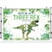 Hilioens 53ft Threerex Birthday Backdrop for Boys Dinosaur 3rd Birthday Green Leaf Background 3 Years Old Dinosaur Theme Party Banner Decorations