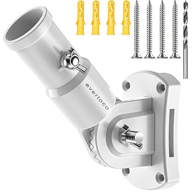 evertoco Heavy Duty T304 Stainless Steel Flag Pole Bracket 180 Adjustable Flag Pole Holder for House with 2 Installation Methods Flag Mount for 1 Diameter Pole Wind Resistant Rust FreeWhite