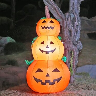 DearSun 4FT Halloween Inflatable Pumpkins Decor Blow up Pumpkin Stacked Halloween Decorations Outer Decoration Large Party Yard Decoration Pumpkin 3