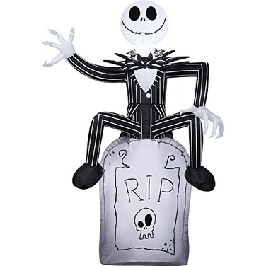 Gemmy Jack Skellington On Tombstone Airblown Inflatable 35 Tall