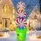 JOYEASE 6FT Christmas Inflatables Candy Yard Sign LED Lighted Christmas Inflatable Outdoor Decoration for Garden Home Lawn Pathway Candyland Themed Party