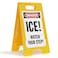 SmartSign SF0233FB25x12 Danger Ice Watch Your Step Folding Floor Sign 25 x 12 Plastic BlackRed on White