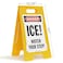 SmartSign SF0233FB25x12 Danger Ice Watch Your Step Folding Floor Sign 25 x 12 Plastic BlackRed on White