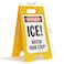 SmartSign SF0233FB25x12 Danger Ice Watch Your Step Folding Floor Sign 25 x 12 Plastic BlackRed on White