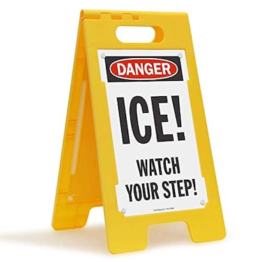 SmartSign SF0233FB25x12 Danger Ice Watch Your Step Folding Floor Sign 25 x 12 Plastic BlackRed on White