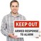 SmartSign 12 x 18 inch Keep Out Armed Response To Alarm Metal Sign 63 mil Laminated Rustproof Aluminum Red Black and White
