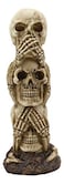 Ebros Gift Ebros Triple Stacked Funny See Hear Speak No Evil Skulls Figurine for Scary Halloween Decorations and Spooky Macabre Graveyard Ossuary Skeletons Statue