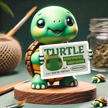iStatue Positive Turtle Inspirational Turtle Figurine 4 Inch Resin Office Desk Decor with Positive Message Sign Motivational Gift for All Ages Turquoise