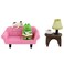 Mevodeata Cute Mini Frog Figurine with Small Sofa and Lamp Table Resin Figure for Office Home Decor for Frog Lovers Pink Sofa