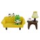 Mevodeata Cute Mini Frog Figurine with Small Sofa and Lamp Table Resin Frog Figure for Office Home Decor Cute Frog Gift for Frog Lovers Yellow Sofa