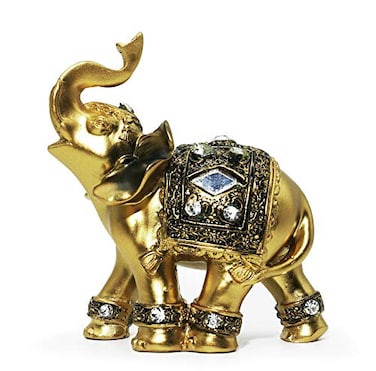 Mose Cafolo 38H Golden Elephant Figurine Statue for Good Feng Shui Wealth Lucky for Home Decor