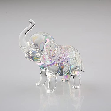 ZYEER Chromatic Image Hand Blown Art Glass Elephant Miniature Animals Figurines Collection Glass Ornament Home Decor