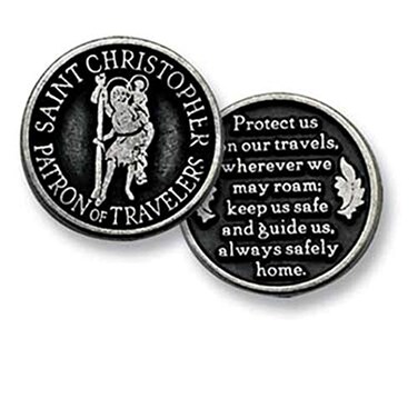 Cathedral Art Saint Christopher Pocket Token 1InchWhite Sand