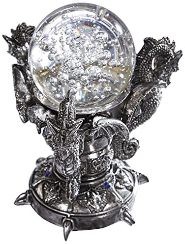 Design Toscano Dragons of Corfu Castle Gothic Decor Statue Globe Figurine 5 Inch Polyresin and Glass Silver Chrome