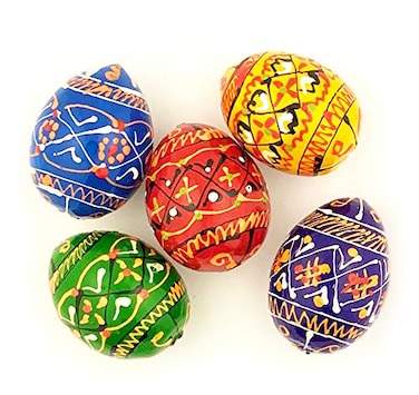 Religious Gifts Pysanky Pisanki Handpainted Ukrainian Wooden Easter Eggs Pack of 5 pcs 2 58 Inch
