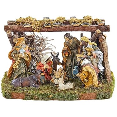 Kurt S. Kurt Adler Nativity Set with 9 Figures and Stable N0282