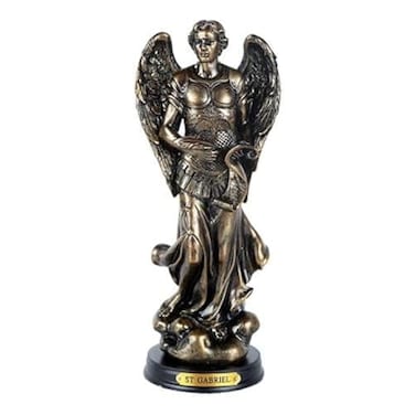 Pacific Giftware Archangel St Gabriel with Sacred Scroll Saint of Messenger from God Black Base with Brass Name Plate BronzeFinished Religious Figurine 825 H