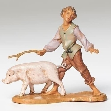 Fontanini Clement Boy with Pig Italian Nativity Villager Figurine 54088 Italy