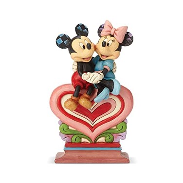 Enesco Disney Traditions by Jim Shore Mickey and Minnie Mouse Sitting on Heart Figurine 85 Inch Multicolor