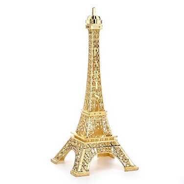 ESHATO Gold Metal Eiffel Tower Statue 7inch Decorative Figurine Replica Stand Holder for Cake Topper Table Decor Gift Party Home Decoration