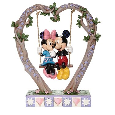 Enesco Disney Traditions by Jim Shore Mickey and Minnie Mouse on Heart Swing Figurine 9 Inch Multicolor