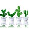 H&D HYALINE HD HYALINE DORA 4pcs Handmade Glass Blown Cactus Cute Crystal Art Cactus Figurines Collectibles Desk Tabletop Simulation Plants Decorations