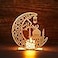 Honoson Eid Crafts Night Light Ramadan Mubarak Light 3D Wooden Moon Shape Decoration Ramadan Mubarak Lamp Eid Ornaments for Muslims Islamic Table Decor 58 x 55 InchLetter