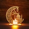 Honoson Eid Crafts Night Light Ramadan Mubarak Light 3D Wooden Moon Shape Decoration Ramadan Mubarak Lamp Eid Ornaments for Muslims Islamic Table Decor 58 x 55 InchLetter