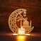 Honoson Eid Crafts Night Light Ramadan Mubarak Light 3D Wooden Moon Shape Decoration Ramadan Mubarak Lamp Eid Ornaments for Muslims Islamic Table Decor 58 x 55 InchLetter