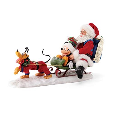 Department 56 Possible Dreams Disney Mickey Mouse Pluto and Santa Out for Deliveries Figurine 85 Inch Multicolor