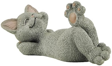 JFSM INC. Zen Cat Figurine Decor for Cat Lovers Relaxing Grey Cat Statue for Desk Shelf or Office Cute Meditation Cat Gift