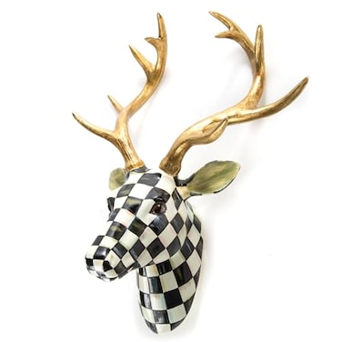 MACKENZIE-CHILDS MACKENZIECHILDS Courtly Check Small Animal Wall Decor Checkered Wall Art Deer