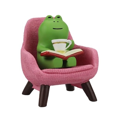 Refintural Miniature Frog Figurines Funny Frog Sculpture for Shelf Desk Decoration Frog Desk Accessories Perfect Cute Frog Gift for Frog LoversPink Sofa