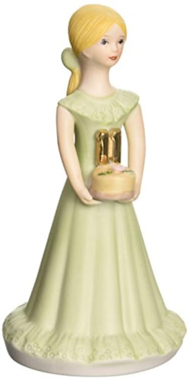 Enesco Growing Up Girls Blonde Age 11 Porcelain Figurine 55 Light Green