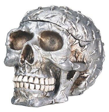 SUMMIT COLLECTION Diamond Plate Skull Container Collectible Skeleton Figurine Model